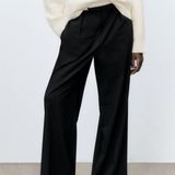 ZARA - Wide Leg Slacks Black Size Small Photo 0