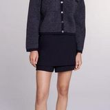 Maje  Mestino Wool Blend Cardigan Collared Sweater Gray Preppy Size 1/Small Photo 0