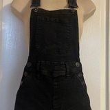 Rue 21 Black Denim Short Jean Overalls 2 Adjustable Straps Beach Basic Classic Photo 0