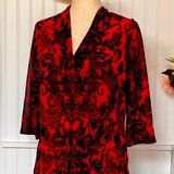 Dana Buchman 3/$20 Red Paisley Blouse 3/4 Sleeves Photo 0