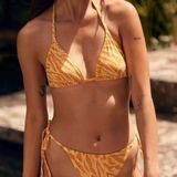 Aerie  Orange Two Piece Swimsuit NWT Size Large Photo 0