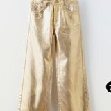 ZARA Gold Jeans Photo 0