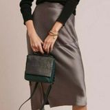 Hutch Anthropologie Gray Bias Satin Skirt Size 8 Photo 0
