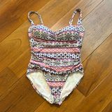 La Blanca  Bohoemian Romance One Piece Swimsuit Lace Trim   Photo 0