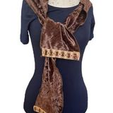 Handmade brown velvet scarf with gold accents by Marylin Johnson Photo 0