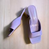 Mango  square toe faux leather kitten heels light purple Photo 0