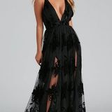 Windsor Black Morgan Formal Flocked Velvet Dress Photo 0