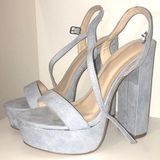 Wild Diva Baby Blue Suede Heels Photo 0