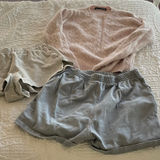 Brandy Melville Bundle: Pink Cable Knit Sweater and Two Pairs of Shorts Photo 0