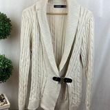 Ralph Lauren Ivory Cream Long Sleeve Knit Buckle Front Cardigan Sweater XL Photo 0