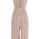 American Eagle Ditsy Floral Woven Sleeveless V-Neck Woven Wide Leg Jumpsuit Photo 0