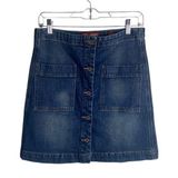 Lucky Brand Size 8/29 Denim A Line Mini Skirt Button Front 90s Western Blue Photo 0