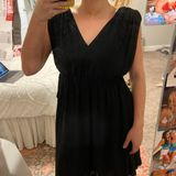 HD in Paris Anthropologie Black Flowy Midi Dress Photo 0