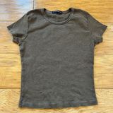 Brandy Melville Brown Striped Baby Tee Top Photo 0