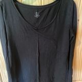 Loft Black V-Neck Long Sleeve Blouse Photo 0