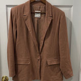 Abercrombie & Fitch  Women’s Relaxed Fit Linen Single Button Blazer Sz M Brown Photo 0