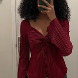 Cherry red long sleeve blouse Photo 0