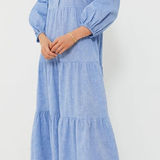Tuckernuck  Pomander Place Blue Chambray Mabel Cotton Linen Maxi Dress Size Small Photo 0