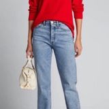 Alice + Olivia Ruela Split Back Sweater red grommet long sleeve oversized fit Photo 0