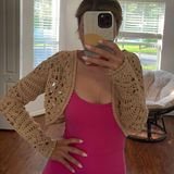 Vintage crochet cropped cardigan Tan Photo 0
