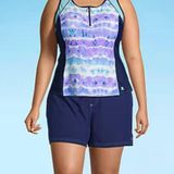 ZeroXposur Tie Dye Tankini Swimsuit Top Plus Photo 0