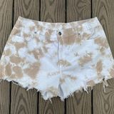 Aerie  size large tan white tie dye distressed shorts beach summer Photo 0