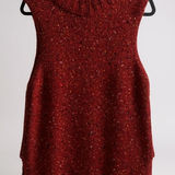 Abercrombie & Fitch  Wool Blend Chunky Mock Neck sleeveless sweater vest Reds L Photo 0