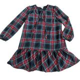 Draper James Red Green Plaid Mini Dress Fit And Flare Long Sleeve Size Large Photo 0