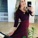 Ny Collection intage red black goth 70’s striped fit flare sweater mini dress  Photo 0