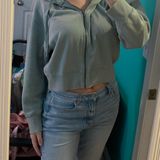 Knox Rose Cropped Green Sweater Photo 0