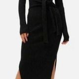 Good American Black Bodycon Belted Sweater Dress Photo 0