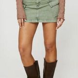 Princess Polly Olive Green Denim Cargo Skirt sz 2 Photo 0