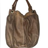 Coldwater Creek Vintage Leather Tote Satchel Purse Tan Brown Hobo Bag, Brass Hardware Photo 0