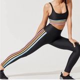 Beach Riot  Black Leggings with Rainbow Stripes Photo 0