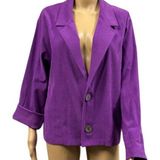 Chico's  Private Additions Faux Suede Purple 2 Button Pocket Blazer Jacket Medium Photo 0