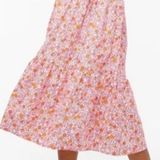J.Crew  Tiered Ruffle Midi Dress 6 Pink White Orange Photo 0