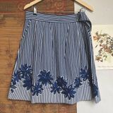 Façonnable Faconnable Pleated Blue White Striped Summer Skirt size 14 large Photo 0