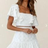Saints + Secrets  white eyelet floral lace up back dress Photo 0