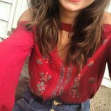 Taylor & Sage dark red fall off shoulder top Photo 0