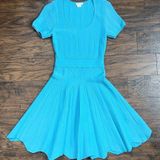 Shoshanna • Jonetta Knit Dress fit & flare turquoise scallop hem scoop neck Photo 0