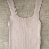 Abercrombie & Fitch Square Neck Tank Top Ribbed Stone Small Crop Cropped Photo 0