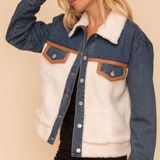 Hem & Thread Sherpa Denim Jacket Faux Leather Photo 0