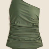 J.Crew Sleek ruched one-shoulder one-piece swimsuit cool cypress green
Size 8 Photo 0