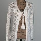 Boston Proper Boho  White Long Open Knit Duster Photo 0