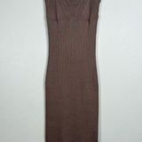 Olive & Oak  By Anthropologie Brown Sleeveless Ribbed Midi Dress Size XS Photo 0