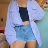 Denim & Co Purple Button Up  Photo 0