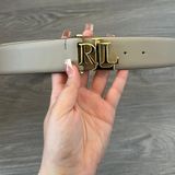 Ralph Lauren Gray/Tan Gold Logo Belt Photo 0