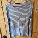 White House | Black Market  Blue and White Striped Long Sleeve Top Photo 0