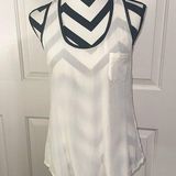 Joie  NWT White w/ Black Trim Silk Racerback Tank Photo 0