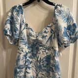Sweet Wanderer  Blue & White Tropical Print Maxi Dress Photo 0